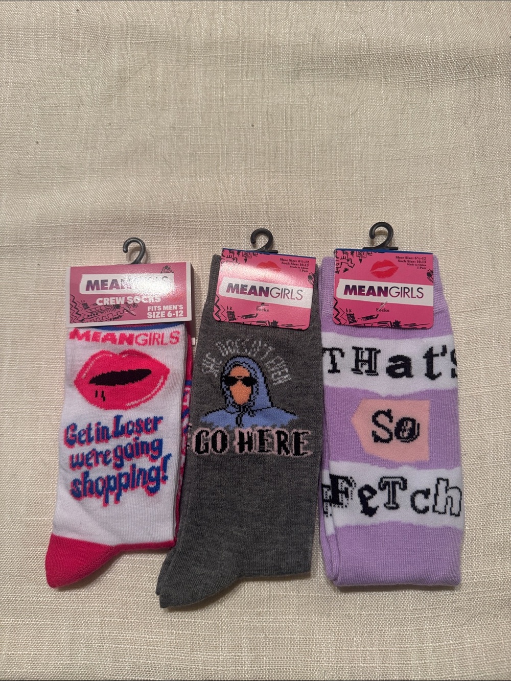 Mean Girls Crew Socks Pack - Pink, Gray, Lavender